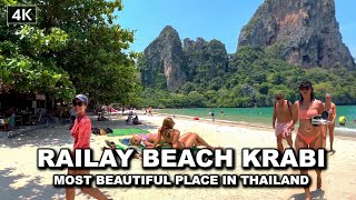 【🇹🇭 4K】Walking Railay beach Krabi Thailand  BEST Place in the World [upl. by Mehelhteb]