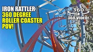 Iron Rattler 360 Degree Roller Coaster POV Six Flags Fiesta Texas Virtual Reality [upl. by Atwekk551]