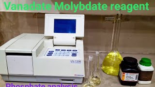 Preparation of molybdovanadate reagent  UV spectrophotometer method for phosphate analysis  P2O5 [upl. by Rednal]