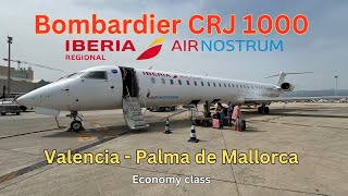 TRIPREPORT IBERIA opb Air Nostrum Economy Valencia VLC  Mallorca PMI Bombardier CRJ1000 [upl. by Xxam]