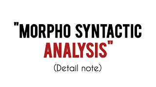 Linguistics Morpho Syntactic Analysis notes and short questions ENG206 semester4 pu [upl. by Vere197]