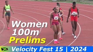 Jodean WILLIAMS  Natasha MORRISON  Tina CLAYTON  Women 100m Prelims  Velocity Fest 15 [upl. by Gladis]