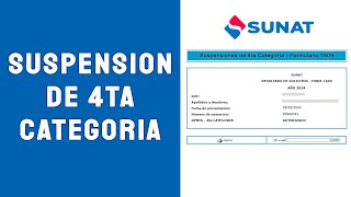 Solicitar Suspensión de Cuarta Categoría 2024  SUNAT [upl. by Markman]