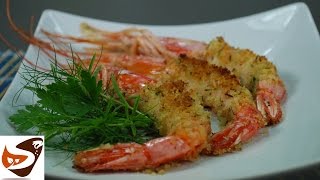 Gamberoni al forno gratinati con pane alle erbe  secondi piatti veloci baked prawns recipe [upl. by Tutto]