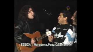 Calamaro y Fito Paez cantan delante de Maradona [upl. by Modnar]