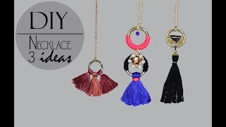 DIY 3 IDEAS PARA HACER COLLARES  COMO HACER COLLARES  COLLARES DE MODA [upl. by Tarttan]