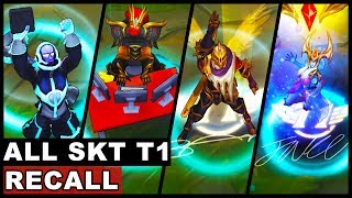 All SKT T1 Recall 17 Skins New and Old Jhin Ekko Syndra Nami Olaf Zac Azir League of Legends [upl. by Sandor346]