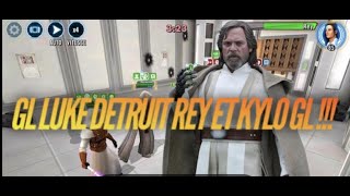 SWGOH GL LUKE SANS ULTIME VS REY ET KYLO GL ULTIMATE [upl. by Oigufer]