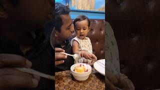 ice cream lover baby Alina is eating faluda at restaurant in Shakira with her papa [upl. by Yeleek]