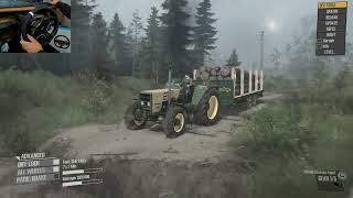 Buhrer 6105 Tractor  Spintires MudRunner  Steering Wheel Gameplay [upl. by Mond]