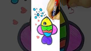 How to draw Cute Rainbow Fish for Kids  Easy step by step Fish drawing [upl. by Hulton]