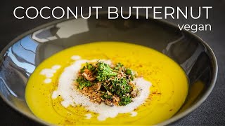 Coconut Butternut Squash Soup Recipe  Easy vegan Thanksgiving meal idea [upl. by Calli]