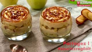 Recette du Tiramisu aux pommes et caramel beurre salé Régilait [upl. by Yatnohs]