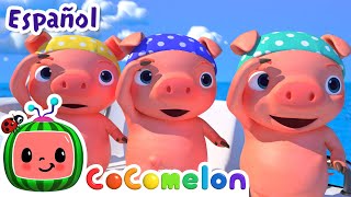 Los tres cerditos piratas🐷🏴‍☠️ Canciones Infantiles Caricaturas para bebés CoComelon en Español [upl. by Avek]