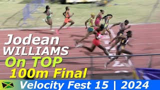 Jodean WILLIAMS Supreme  Remona BURCHELL  Krystal SLOLEY  Women 100m Final A  Velocity Fest 15 [upl. by Aibat871]