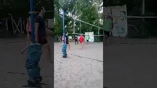 Beach volleyball a neat hit under the net to the center of the field [upl. by Ragg]