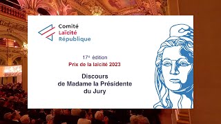 Prix de la laïcité 2023  03 Discours de Mme la présidente du Jury Abnousse Shalmani [upl. by Adler180]