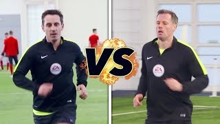 Neville v Carragher in the Referee Fitness Test  The Referees Part 1 [upl. by Hcelemile]