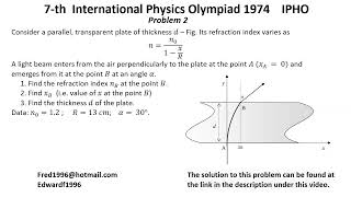 7th International Physics Olympiad 1974 IPHO Problems 13 [upl. by Minna]