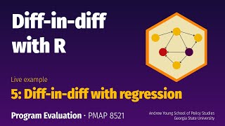 PMAP 8521 • Example Diffindiff with R 5 Diffindiff with regression [upl. by Renaud]