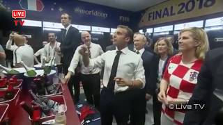 Putin  Macron  Kolinda GrabarKitarovic  Visit  France and Croatias Locker Room [upl. by Enilrahc89]