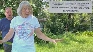 ANGRY KAREN amp CODE ENFORCEMENT She shows up with Husband and DEMANDS we STOP Mowing [upl. by Dusen]