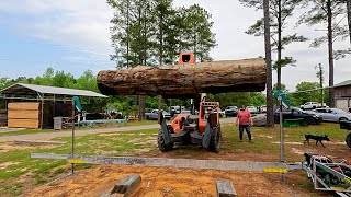 Epic 30ft Long Monster Cypress and Oak Log Freehand Sawing [upl. by Rugg711]