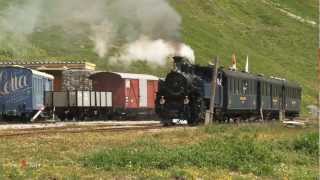 Dampfbahn Furka Bergstrecke Realp DFB  Furka DFB mit Lok 1 Furkahorn [upl. by Gran]