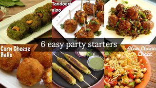 6 easy starters for new year party  Party appetizer  snack ideas  Easy and quick party recipes [upl. by Kalvn]