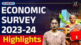 Economic Survey 202324 Nirmala Sitharaman InNews  Drishti IAS English [upl. by Kired957]