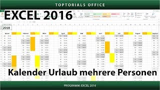 Kalender  Urlaub für mehrere Personen markieren  Download Excel [upl. by Treble482]