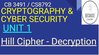 179 Hill Cipher Decryption in Tamil [upl. by Cummings]