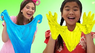 Jannie Playing with Slimes and Sand Ice Cream  Kids Make Slime [upl. by Iffar]