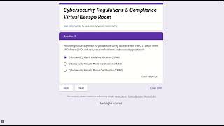 VIRTUAL ESCAPE ROOM ON CYBERSECURITY REGULATIONS amp COMPLIANCE [upl. by Nelyaw]