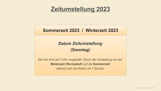 Zeitumstellung 2023  Sommerzeit 2023  Winterzeit 2023  Datum [upl. by Pierpont736]