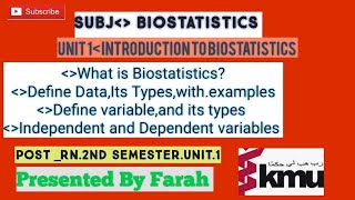 Biostatistics  unit 1 Introduction to Biostatistics PRN 2 nd semester [upl. by Iharas206]