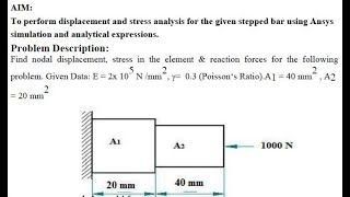 Dip EX 07 Stress Deformation amp Reaction Analysis of a stepped bar  ANSYS Tutorial [upl. by Irak982]