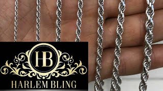 Solid Sterling Silver Rope Chains  Harlembling [upl. by Leviram]