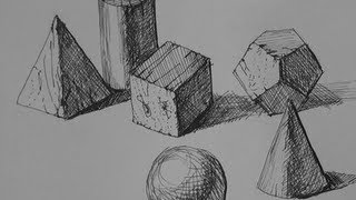 Pen amp Ink Drawing Tutorials  How to shade simple forms with crosshatching [upl. by Tillman193]