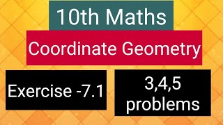 10th Maths  Coordinate geometry  Exercise71 345 Problems [upl. by Goodrich]