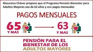 ¡Nueva Propuesta De 65 a 63 años y Pago mensual para la Pensión Bienestar Adultos Mayores [upl. by Artined345]