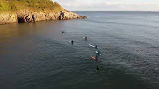 Surf Caswell bay Gower  Sunset  Early Autum Sept 2022  DJI Drone flight [upl. by Krebs728]