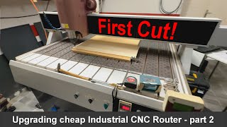 Upgrading cheap CNC router  part 2  first cut [upl. by Ahsenet635]