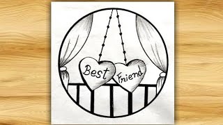 Best Friends DrawingCircle DrawingPencil Drawing Easy Drawing Step By Step [upl. by Elolcin94]