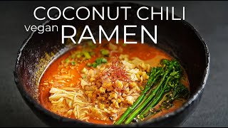 MOST FLAVORFUL BROTH EVER CRAZY TASTY Coconut Chili Vegetarian Ramen Recipe [upl. by Cherian]