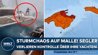 MALLORCA Heftiges Unwetter wirbelt Yachten gegen die Küsten Viele Flüge gestrichen [upl. by Oilegor428]