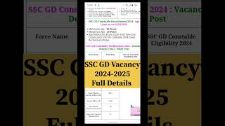 SSC Gd Vacancy 2024 SSC Gd Notification 2025 Out  SSC GD form Result short shortfeed shorts [upl. by Emlyn]