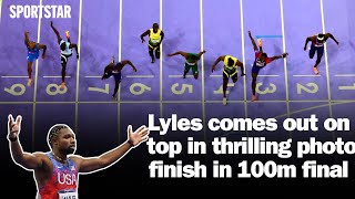 Highlights Noah Lyles wins 100m final in thrilling photo finish  Paris Olympics 2024 [upl. by Hajar]