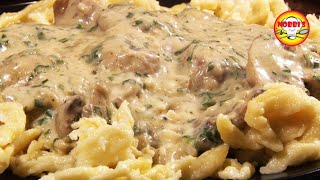 Champignons nach Jägerart mit Spätzle und Sahne echt cremig [upl. by Yehtomit]