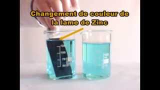 Oxydoréduction Lame de Zinc dans solution dions cuivre [upl. by Norret]